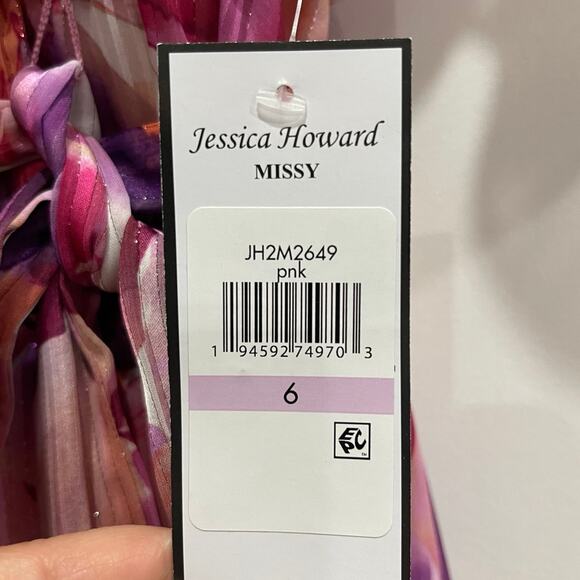 NWT Jessica Howard Women's Hi Lo Midi Short Sleeve Chiffon Lurex Size 6 - Picture 11 of 12